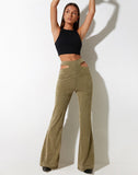 IMAGE OF Flare Trouser in Mixed Animal Flock Olive