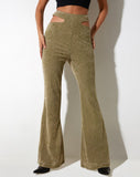 IMAGE OF Flare Trouser in Mixed Animal Flock Olive