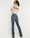 image of Tuzifa Cropped Knit Jumper in Beige Red and Brown