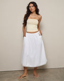 image of Taka Midi Skirt in Poplin White