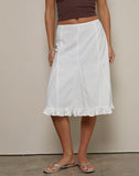Image of Tausi Pleated Midi Skirt in Off White Linen