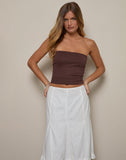 Image of Tausi Pleated Midi Skirt in Off White Linen