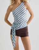 Image of Uberta Asymmetric Tie Top in Diagonal Stripe Light Blue