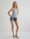 Image of Uberta Asymmetric Tie Top in Diagonal Stripe Light Blue