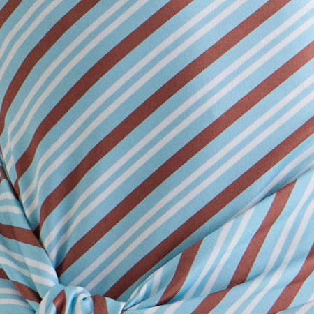 Uberta Asymmetric Tie Top in Diagonal Stripe Light Blue