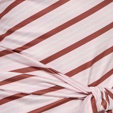 Uberta Asymmetric One Shoulder Tie Top in Diagonal Stripe Pink