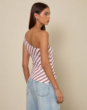 Image of Uberta Asymmetric One Shoulder Tie Top in Diagonal Stripe Pink