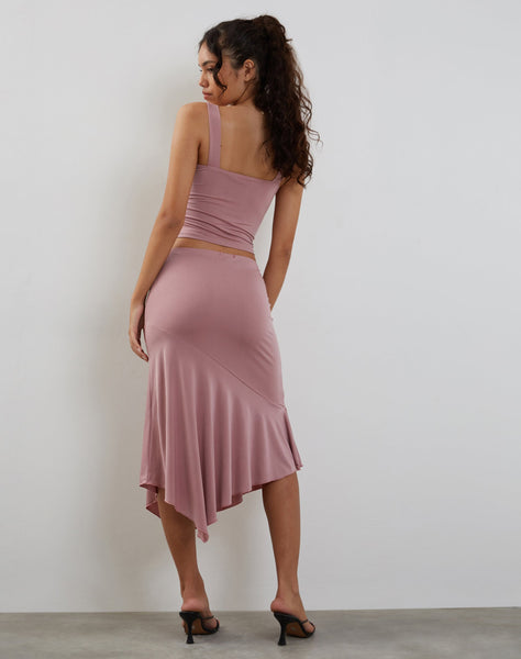 Image of Cinta Low Rise Midi Skirt in Dusty Pink