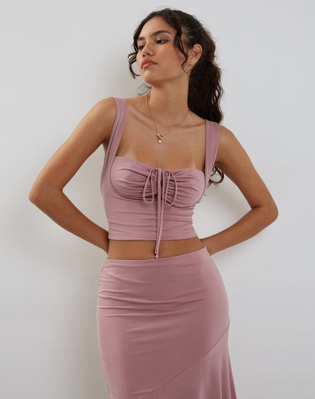 Carmeline Longline Cami Top in Shimmer Pink