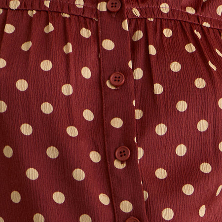 Ulsan Fitted Shirt in Burnt Red with Polka Print