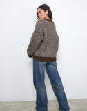 Image of Ura Oversized Knitted Cardigan in Brown and Cream