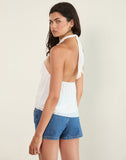 Image of Uran Halterneck Top in Dobby Chiffon Lace White