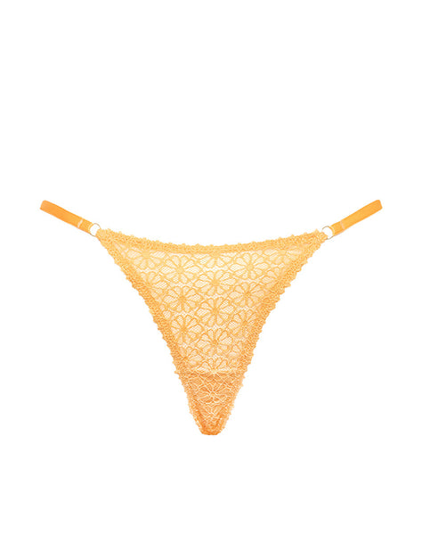 Image of Uras Thong in Tonal Flower Lace Orange with Trim