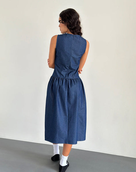 image of Uretta Maxi Dress in Denim Indigo