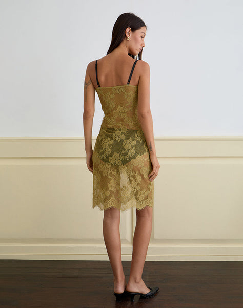 Image of Urian Dress in Eyelash Lace Chartreuse