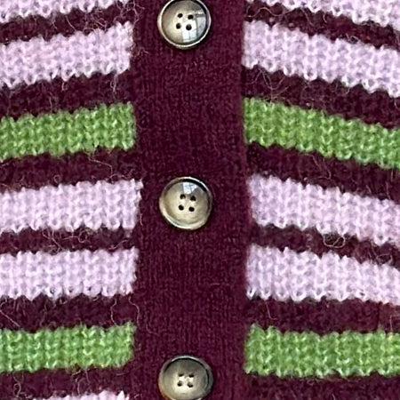 Uriela Cardigan in Green Pink and Burgundy Stripes