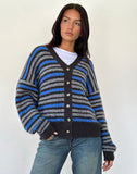 Image of Uriela Cardigan in Light Grey and Blue Grey Stripe