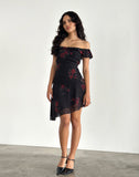 Image of Ursula Bardot Mini Dress in Black Vintage Rose