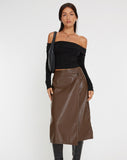 Image of Utari Midi Skirt in PU Brown