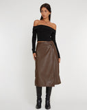 Image of Utari Midi Skirt in PU Brown