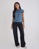Image of Ulsan Fitted Shirt in Navy Tartan Poplin