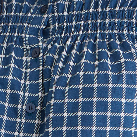 Ulsan Fitted Shirt in Navy Tartan Poplin