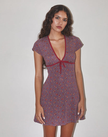 Geles Mini Wrap Dress in Dark Rhoslyn Ditsy Print