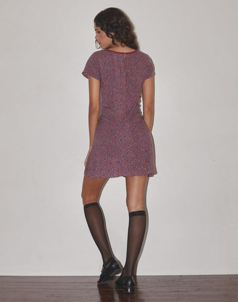 Image of Vaiso Mini Dress in Flowing Rose Deep Purple