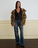 Image of Valeska Lace Insert Top in Satin Black