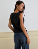 Image of Valeska Lace Insert Top in Satin Black