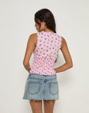 Image of Valisa Plunge Top in Floral Romance Pink