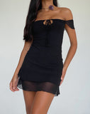 Image of Valory Bardot Mini Dress in Black Mesh