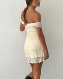 Image of Valory Bardot Mini Dress in Ivory Mesh