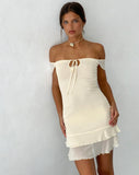 Image of Valory Bardot Mini Dress in Ivory Mesh