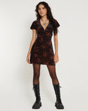 Image of Vania Mini Dress in Rose Cluster Velvet