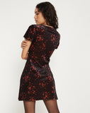 Image of Vania Mini Dress in Rose Cluster Velvet