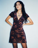 Image of Vania Mini Dress in Rose Cluster Velvet