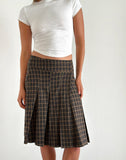 Image of Vanka Midi Skirt in Dark Brown Check