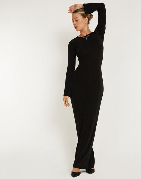 image of Varna Long Sleeve Maxi Dress in Black