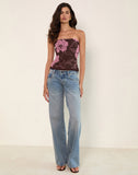 Image of Varsha Bandeau Top in Flare Floral Pink Brown