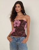 Image of Varsha Bandeau Top in Flare Floral Pink Brown