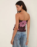 Image of Varsha Bandeau Top in Flare Floral Pink Brown