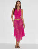 Image of Cinta Low Rise Midi Skirt in Orchid Lace Hot Pink