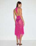 Image of Cinta Low Rise Midi Skirt in Orchid Lace Hot Pink
