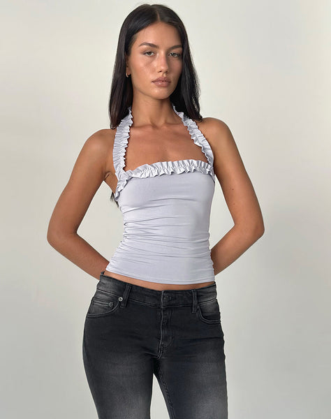 Image of Veda Ruched Halterneck Top in Slinky Grey