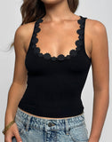 Image of Veira Daisy Applique Top in Black