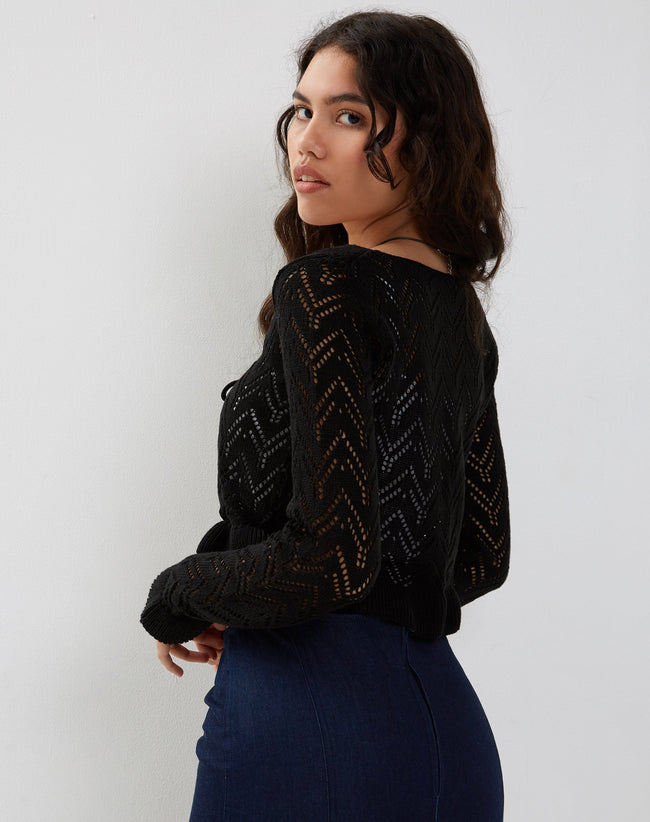 Image of Vella Cardigan in Knitted Black