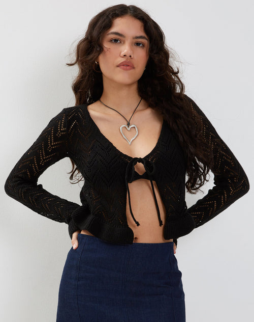 Image of Vella Cardigan in Knitted Black