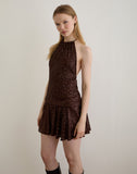 Image of Veloria Mini Dress in Drape Sequin Brown