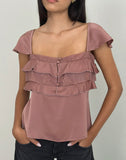 Image of Venaro Double Layer Top in Satin Dusty Pink